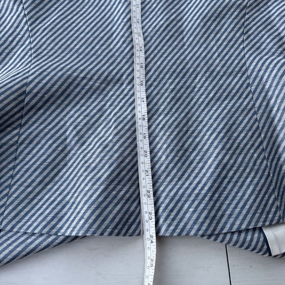 Lafayette 148 Women’s 8 Jasmine Stripe Blazer 93% Linen Blend Glaze Blue $598 - Picture 14 of 15